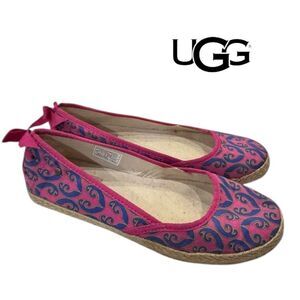 UGG Australia Women's Indah Marrakech Pink Blue Bow Ballet Flats 5